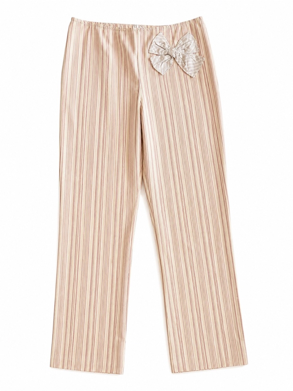 Moschino Pink Striped Straight-Leg Pants with Bow